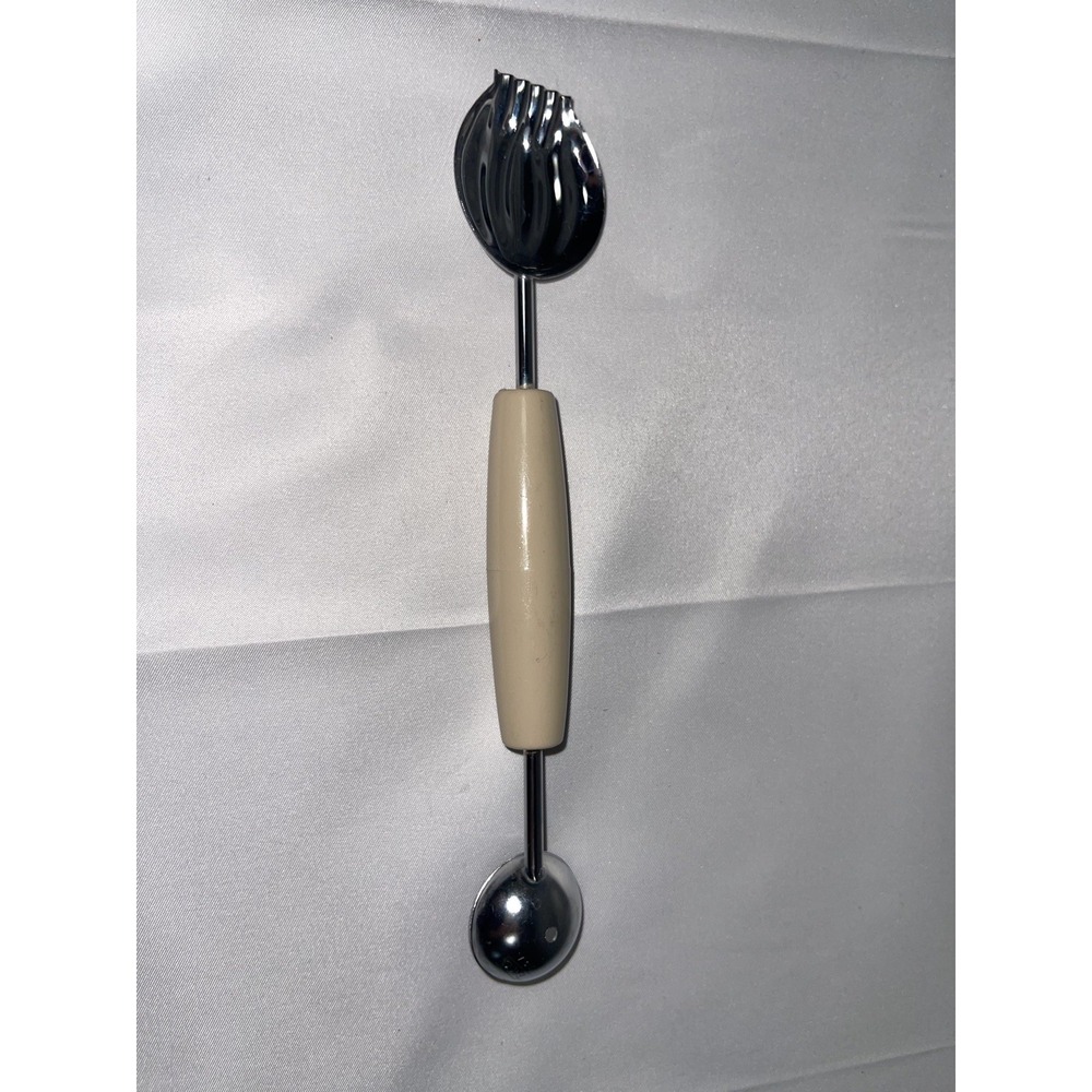 Vintage EKCO Double Ended Melon Baller White / Cream Handle USA | Kitchen Craft